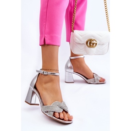 PA1 Sandaler På Låg Klack Med Strass Silver Monra silver- 2