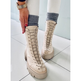 BM Wayne Beige damstövlar med snörning 2