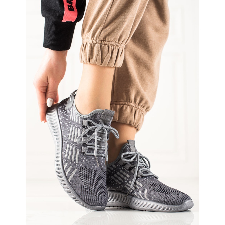 TRENDI Knytna lätta sneakers grå 2