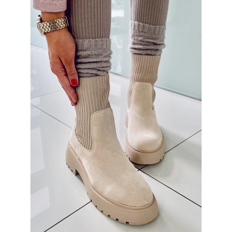 PA1 Winters Beige elastiska ankelboots 1