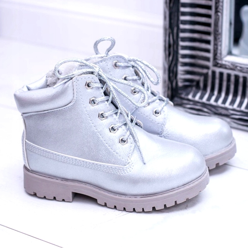 PA1 Barns silverisolerade Trappers Dexter -stövlar silver- silver- 3