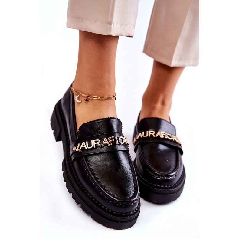 Läder Loafers Bokstäver La.Fi 210001B-PU Svart 3