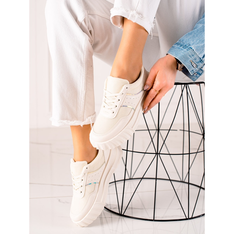 TRENDI Sportskor på plattformen beige 2