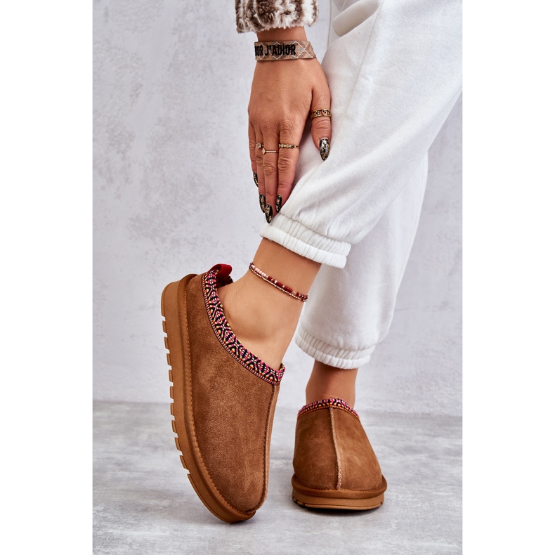 Mocka kvinnors tofflor med kamelpäls Buffie brun 2