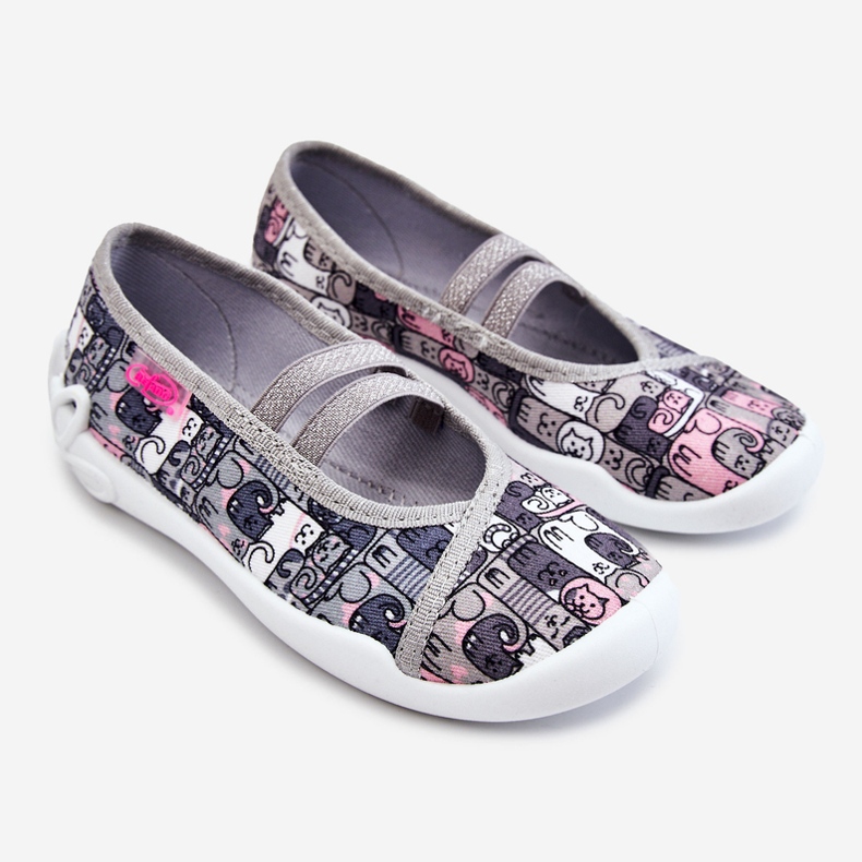 BEFADO S.A. Ballerinatofflor Befado Kotki 116X315 Grå-Rosa 1