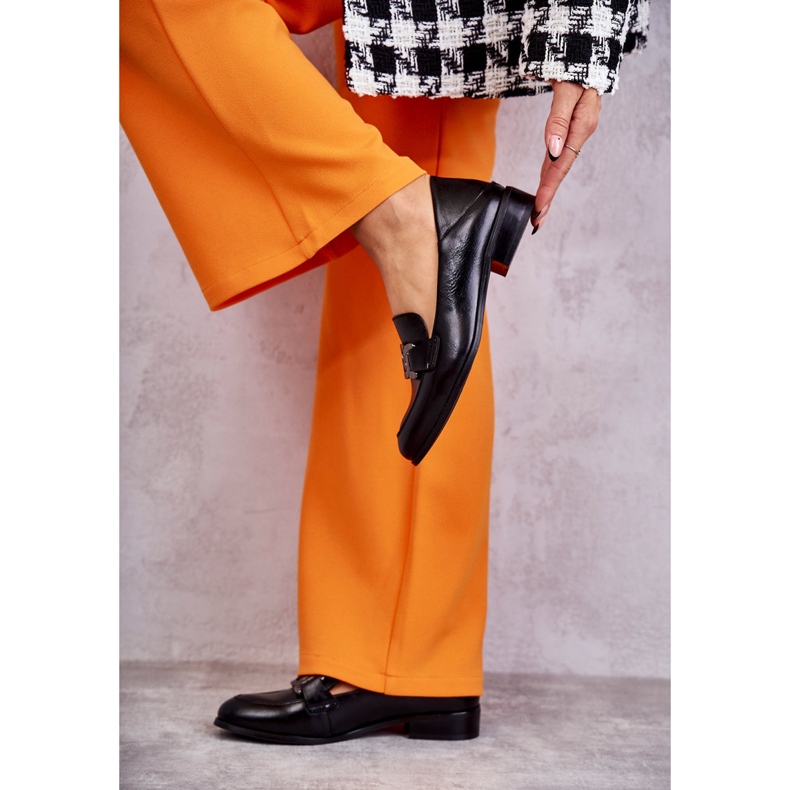 Vinceza Fashionabla Leather Loafers Black Trine svart 2