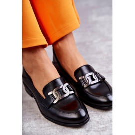 Vinceza Fashionabla Leather Loafers Black Trine svart 3