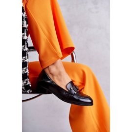 Vinceza Fashionabla Leather Loafers Black Trine svart 4