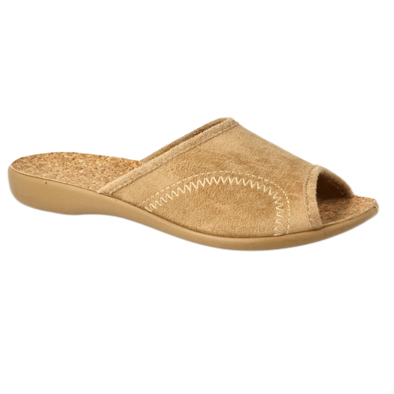 Befado dam pu tofflor 254D138, beige, kork innersula 1