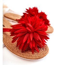 WJ1 Damtofflor med tygdekoration Eviana röd 1