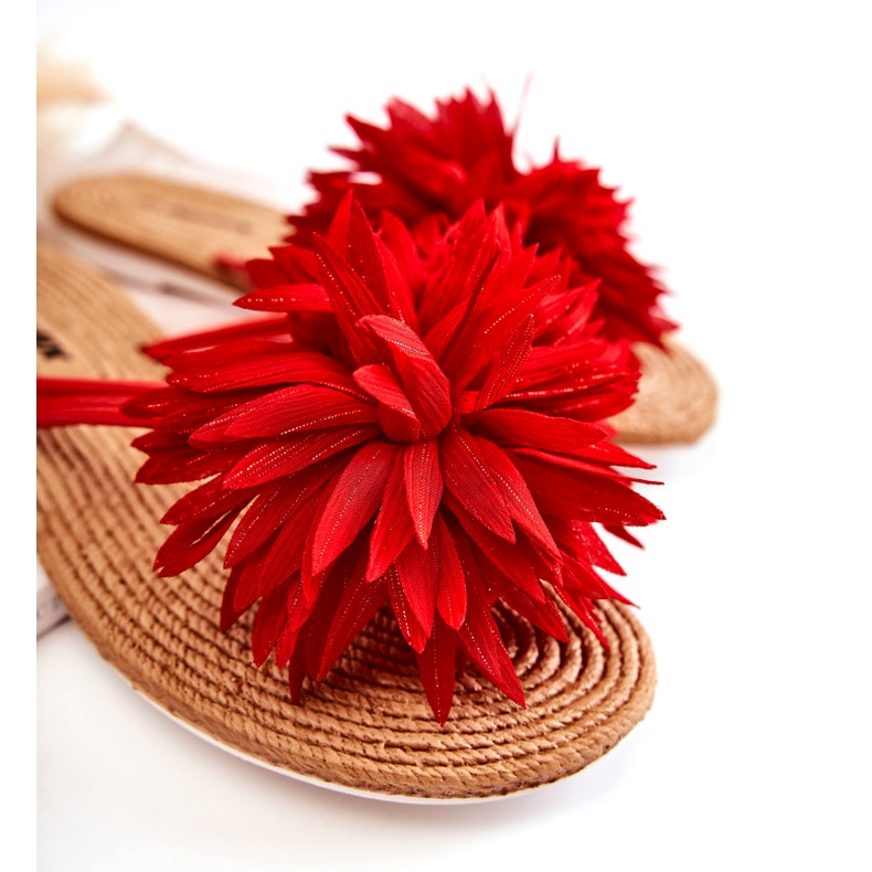 WJ1 Damtofflor med tygdekoration Eviana röd 1