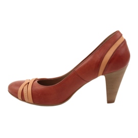 Kvinnors läderpumpar 1392 Brun dekorerade med Edeo -ränder 1