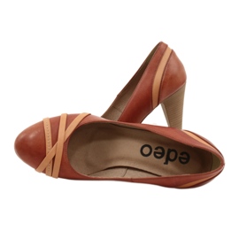 Kvinnors läderpumpar 1392 Brun dekorerade med Edeo -ränder 4