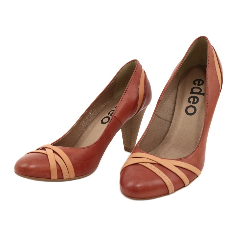Kvinnors läderpumpar 1392 Brun dekorerade med Edeo -ränder 2