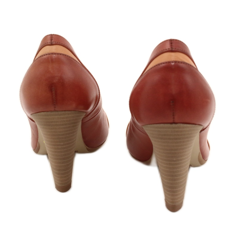 Kvinnors läderpumpar 1392 Brun dekorerade med Edeo -ränder 3