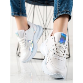 TRENDI Sneakers med glitter vit silver- 1