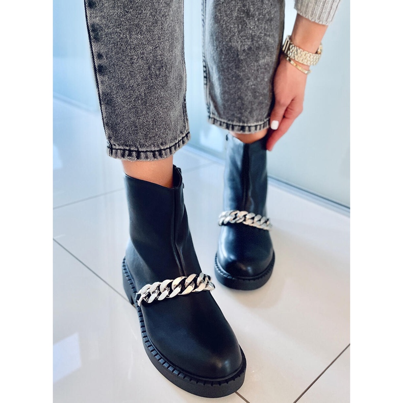 PA1 Foster Black ankelstövlar med kedja för kvinnor svart 1