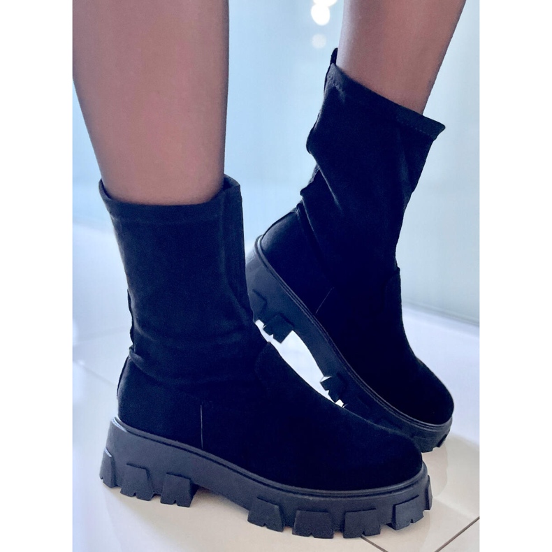 PA1 Phyllis Black platta stövlar i mocka svart 1