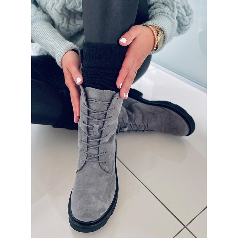 PA1 Lavey Grey snörstövlar i mocka grå 1