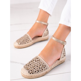 T.Sokolski Espadriller med kristaller beige 2