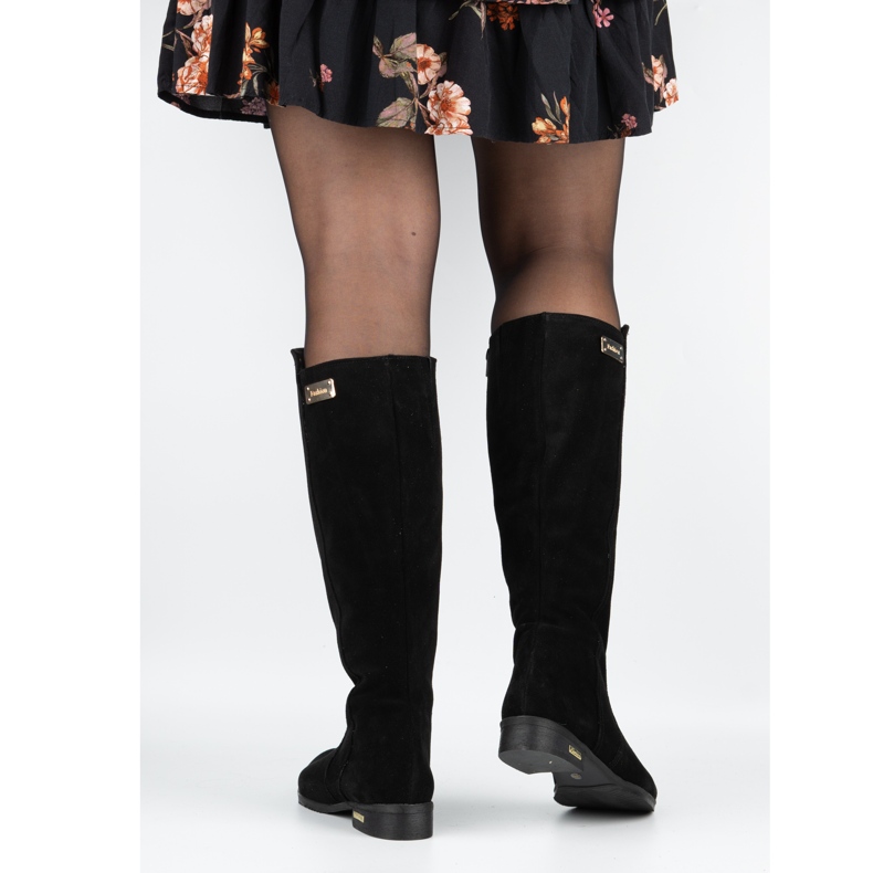 Olivier Fashionabla läder kvinnors isolerade stövlar svart svart 2