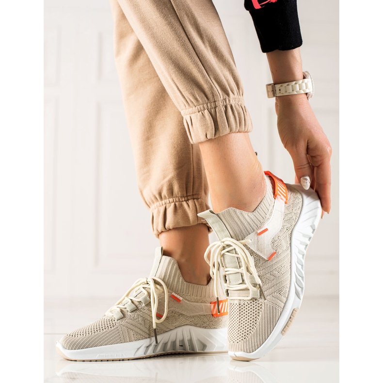 Weide Fashionabla textilsneakers beige 1