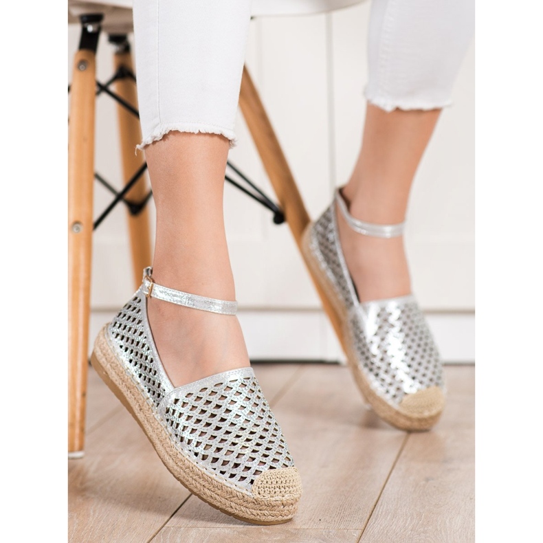 Gogo Genombrutna espadrillor med spänne silver- 2