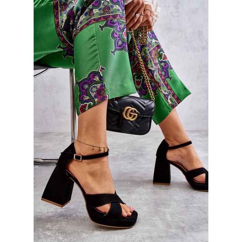 Lewski Shoes Damsandaler med hög klack i mocka Leski Skor 3221 Svart 2