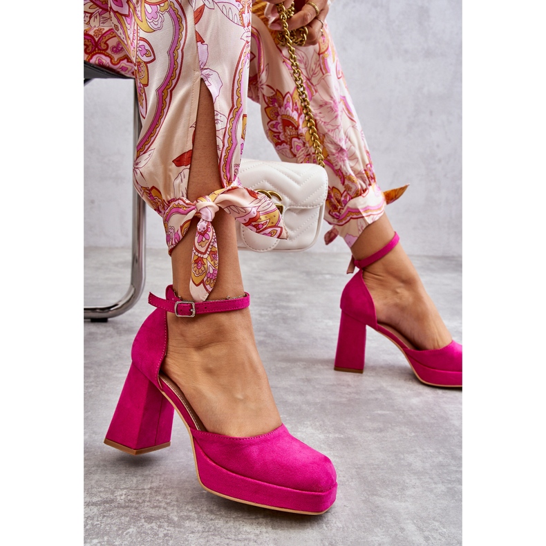 PS2 Fuchsia Diame Mocka Chunky Heels Plattformspumpar rosa 2