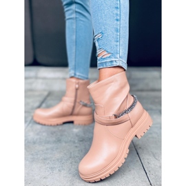 BM Cindy Nude ankelboots med kedja beige rosa 1