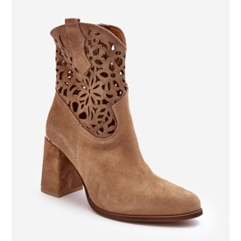 Lewski Shoes Mocka Openwork Ankel Boots Leewski Skor 3264 Mörk Beige brun 2