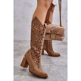 Lewski Shoes Mocka Openwork Boots Leewski Skor 3234 Mörk Beige 2