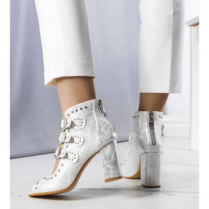 Silver Glitter Boots med dubbar silver- 1