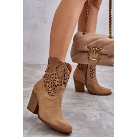 Lewski Shoes Mocka Openwork Cowboy Boots Leski Skor 3265 Mörk Beige 2