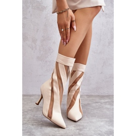 PS2 Fashionabla högklackade damstövlar Beige Deyna 1