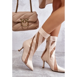 PS2 Fashionabla högklackade damstövlar Beige Deyna 2