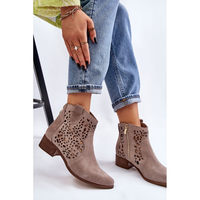 Lewski Shoes Genombrutna stövlar för kvinnor Leski Skor 2909 Ljusbrun beige 1