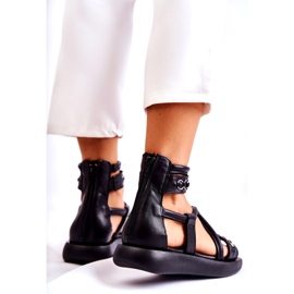 Lädersandaler på plattformen Maciejka 05559-01 Svart 2