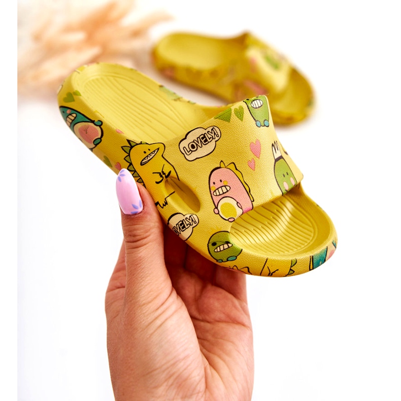 WJ1 Lätta barntofflor Dinosaurier Gul Astro 1