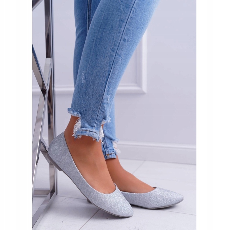 Glitter Silver Ballerinas för kvinnor 3