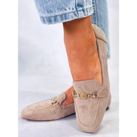 BM Rhona Khaki loafers med spänne för kvinnor beige 1