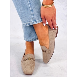 BM Rhona Khaki loafers med spänne för kvinnor beige 2