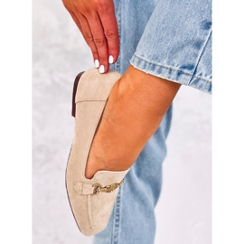 BM Rhona Beige loafers med spänne för kvinnor 1