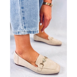 BM Rhona Beige loafers med spänne för kvinnor 2