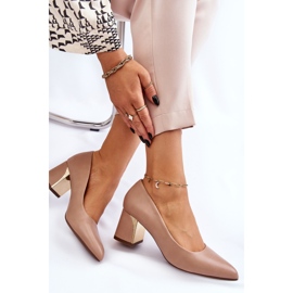 PS1 Eleganta Pumps På En Klack Mörk Beige Emma 1