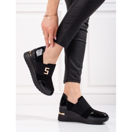 Shelovet svarta wedge sneakers för kvinnor 2