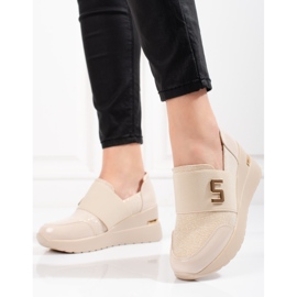 Shelovet wedge sneakers för kvinnor beige 1