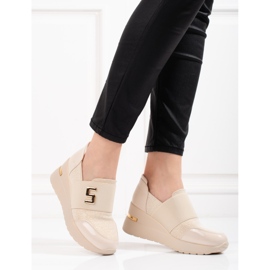 Shelovet wedge sneakers för kvinnor beige 2