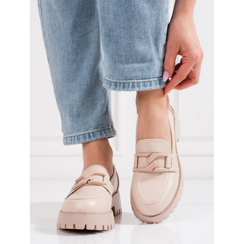 Goodin Beige Shelovet platåskor för kvinnor 1