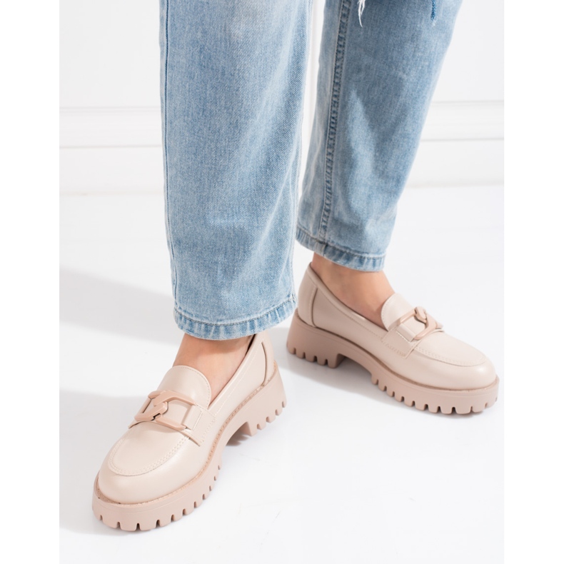 Goodin Beige Shelovet platåskor för kvinnor 2